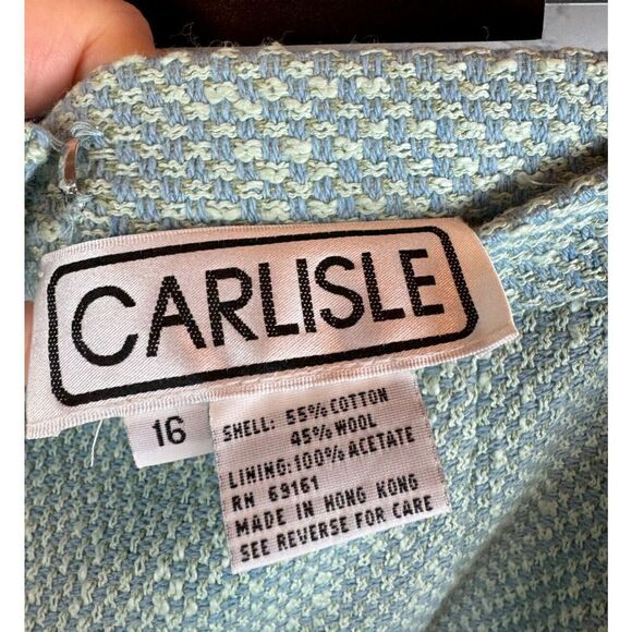 CARLISLE wool cotton light blue classic straight pencil skirt size 16 - Picture 5 of 5